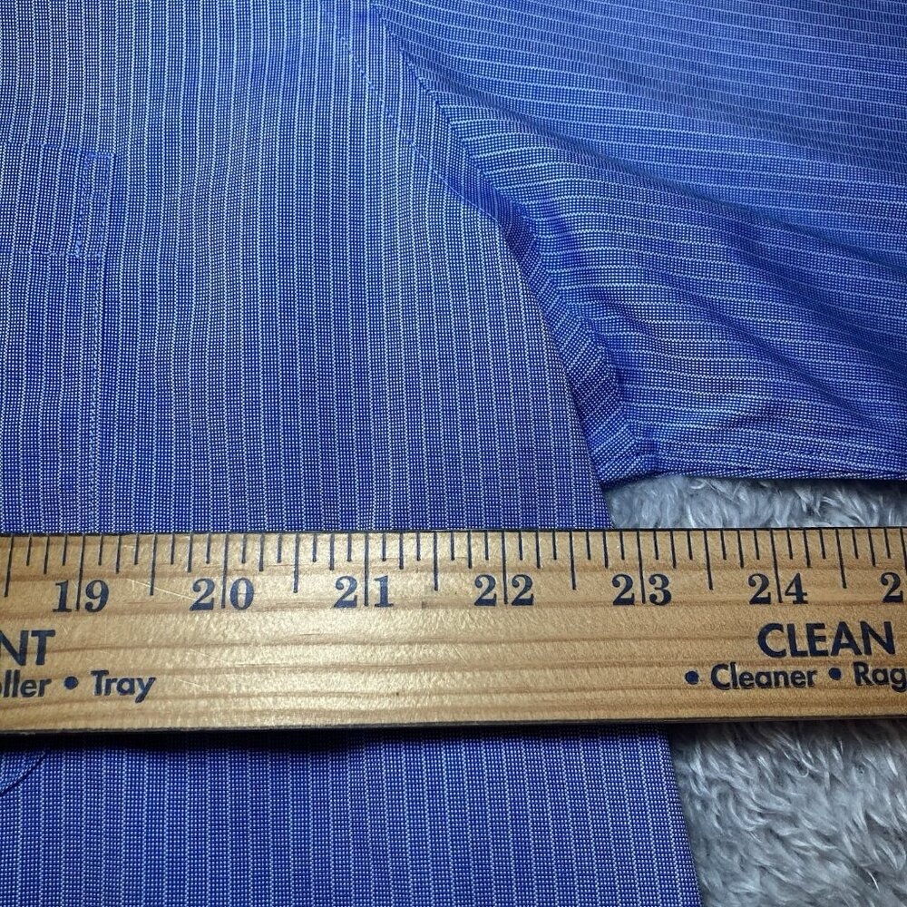 Brooks Brothers Dress Shirt Men 16/33 Blue/White stripes Non-Iron All Cotton - Picture 4 of 6